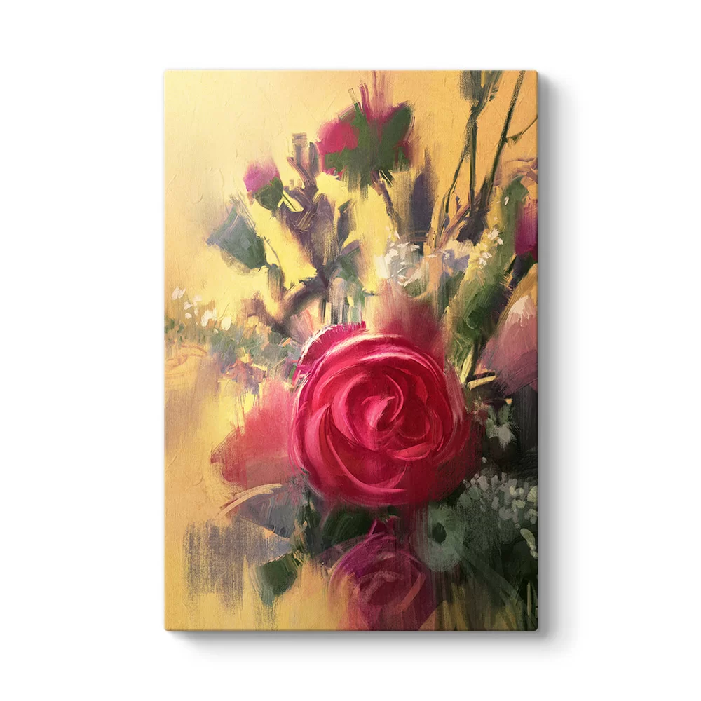 Pembe Gül Buketi Tablosu - Model 2